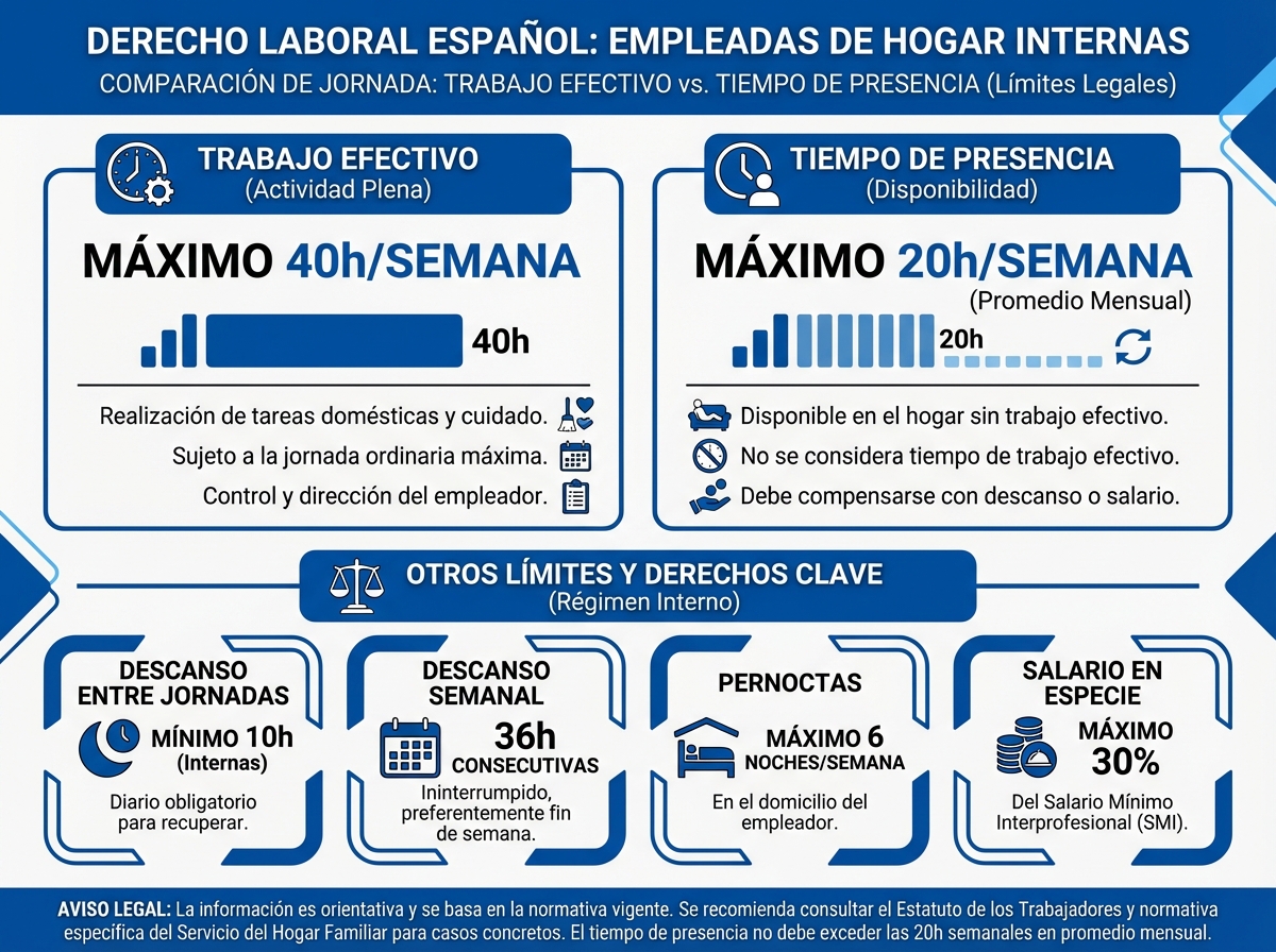 Infografía: comparación de límites legales para empleadas de hogar internas
